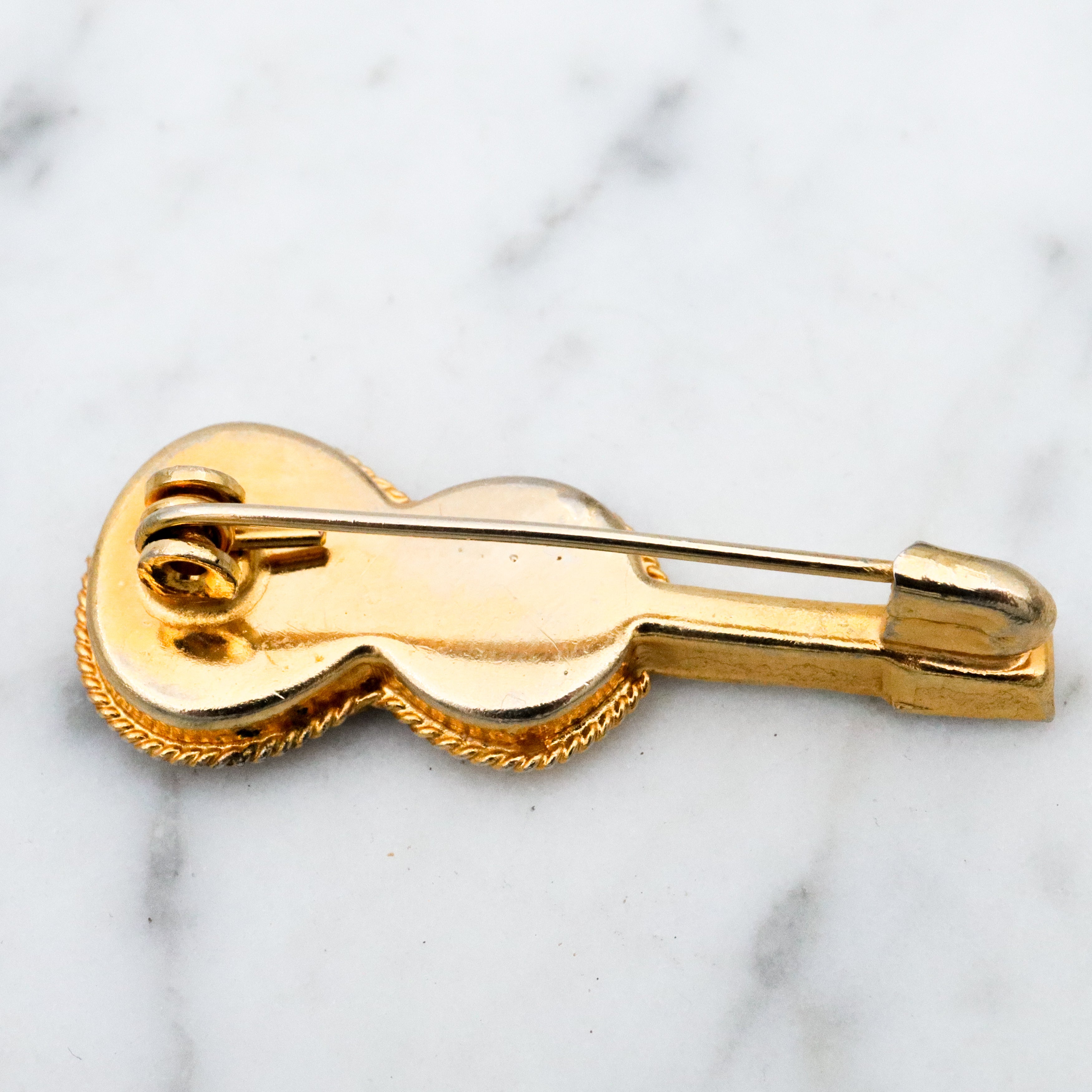 Vintage Italian micro mosaic guitar brooch